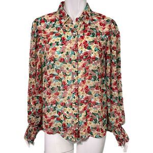 Shop Stevie Women's Large Polyester Floral Sheer Button Up Blouse
